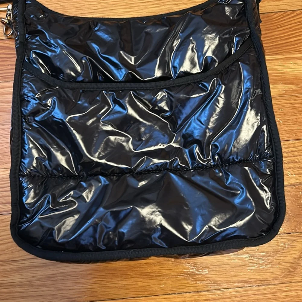 Ah-Dorned Black Puffer Nylon Crossbody Bag